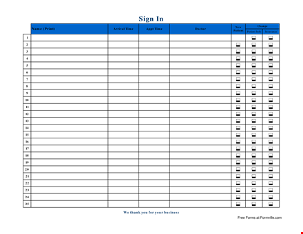 free patient sign in sheet template template