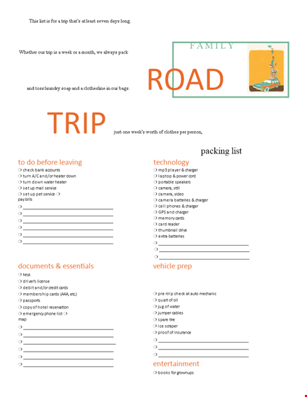 ultimate family packing list for vacation: essential water and clothes checklist template
