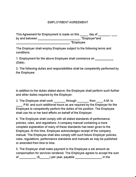 employee-employer agreement and duties: customize contract template template