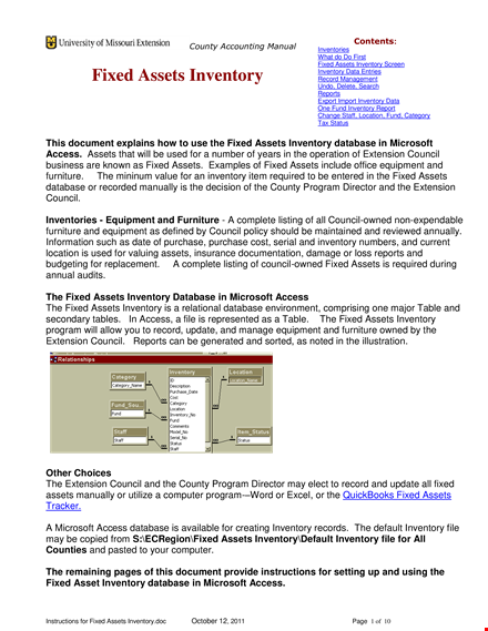 fixed asset management software - track inventory and assets by location template