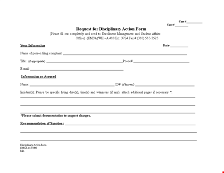 disciplinary action form - take action today template
