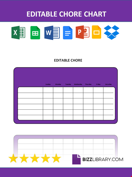 editable chore chart template