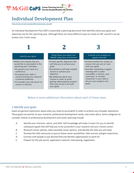 create a winning individual development plan: career goals, actions, and objectives template