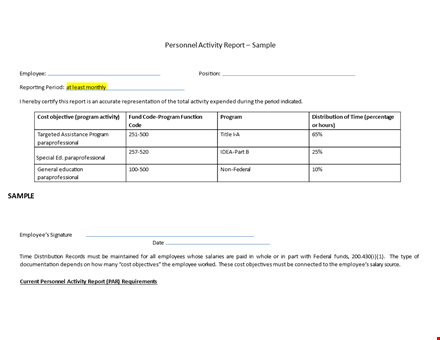 employee monthly activity report template template
