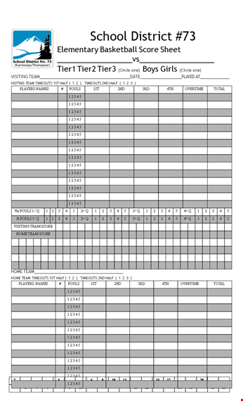 elementary basketball score sheet template