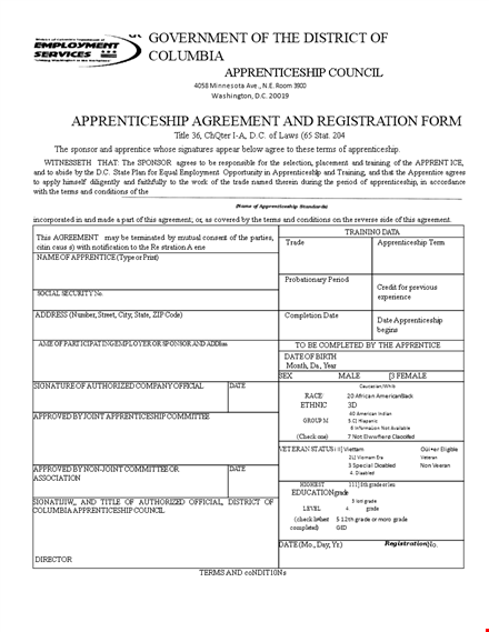 does apprenticeship agreement form template