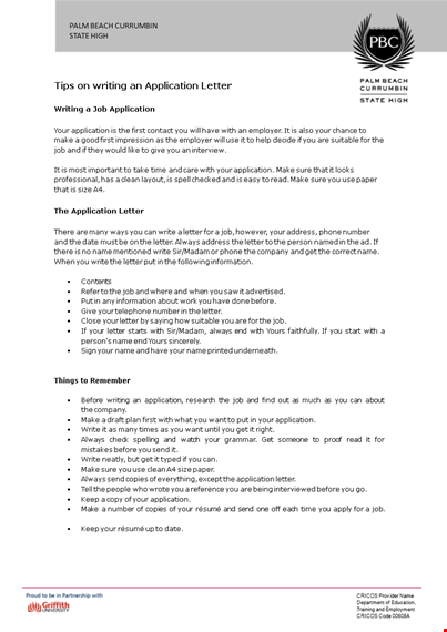 formal application for job letter template