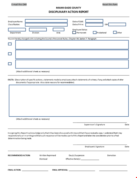 disciplinary action: employee write up form - avoid future issues template