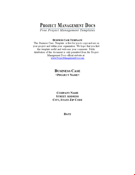 project management business case template word template