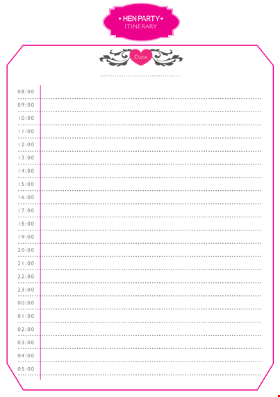 hen party itinerary template