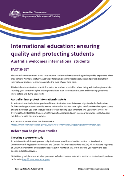 fact sheet template for education institutions | course and student details template