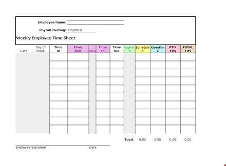 download free employee timesheet template template