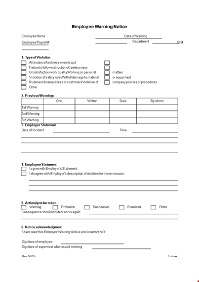 official warning letter format template