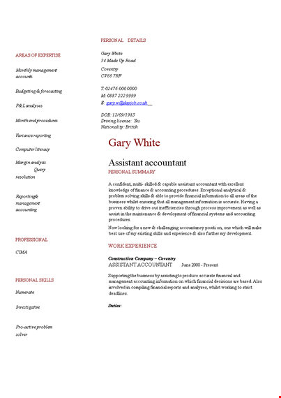 graduate assistant accountant resume template