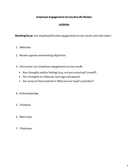 employee review agenda & survey: boost engagement with results template