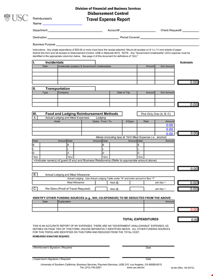 company travel expense report template