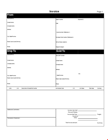 printable sample invoice template template