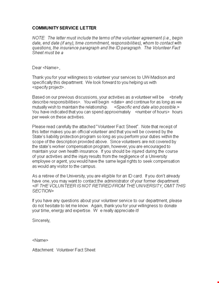 community service letter template for department activities - volunteer letter template