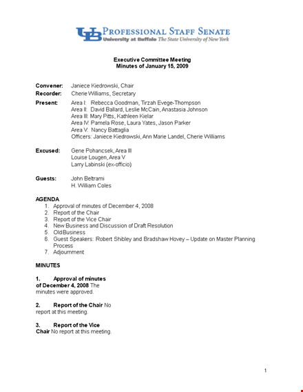 committee meeting minutes template - university campus | download now template
