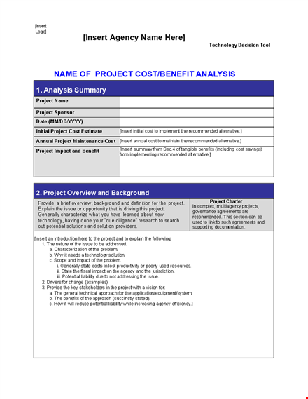 cost benefit analysis template: evaluate project costs and alternatives with ease template
