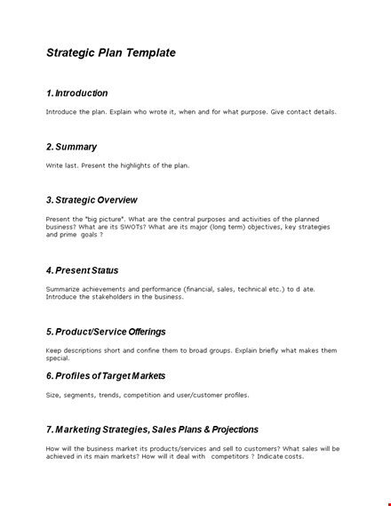 create a winning business strategy: free strategic plan template template