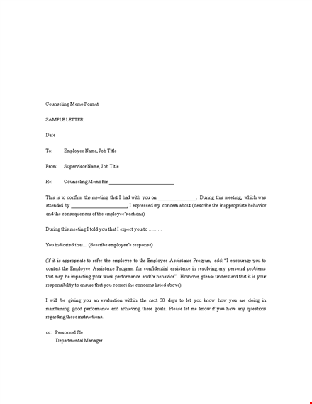counseling memo format template