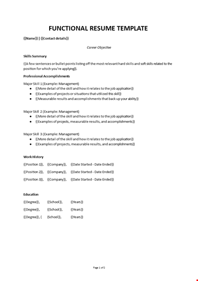 functional resume template template