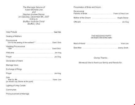customizable wedding program template - create your perfect marriage program | steiner template