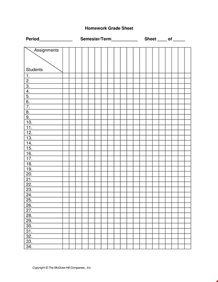 homework grade template