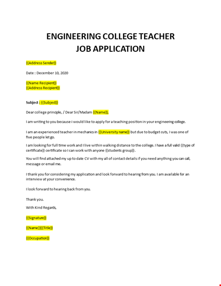 cover letter for teaching position template