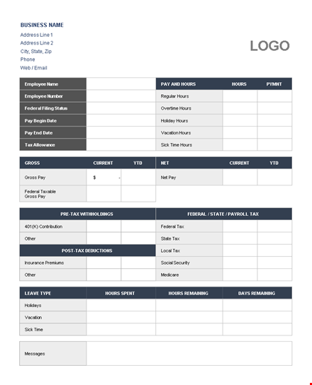 payroll template - state, hours, & federal | download payroll template template