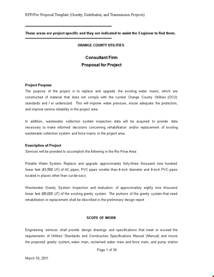 consulting proposal template for project, utilities, and construction drawings template