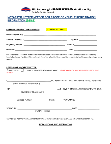 create a valid notarized letter | template for vehicles & more template