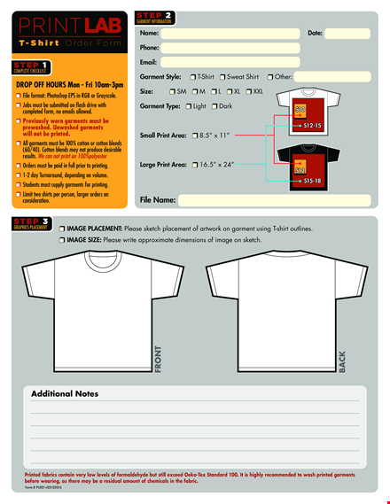 free printlab t shirt order form template download template