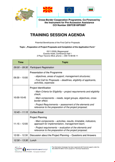 training session agenda template