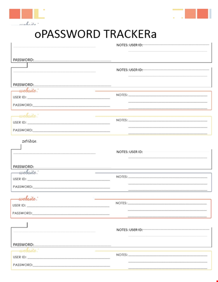password list template - keep track of notes and passwords | password tracker template