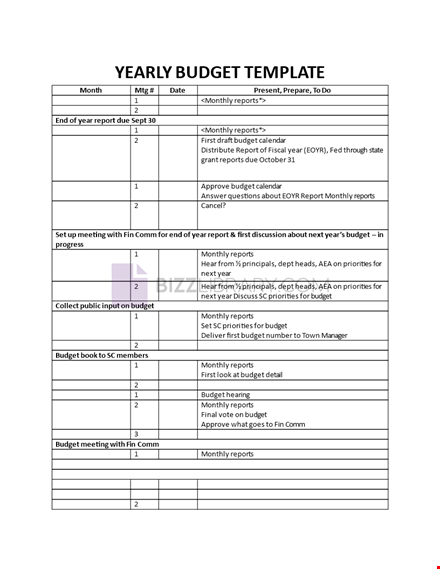 yearly budget template template