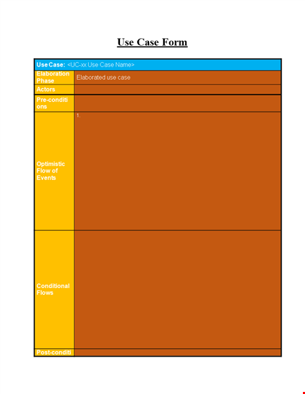 efficiently elaborate your use case with our use case template template