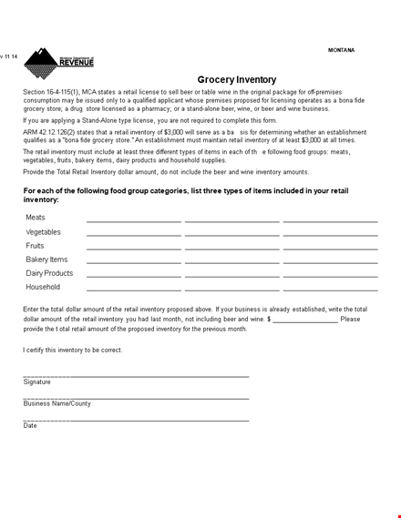 grocery store inventory template template