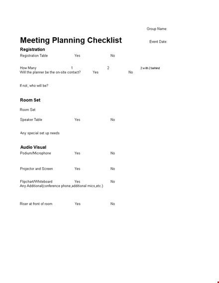 meeting planning checklist template template