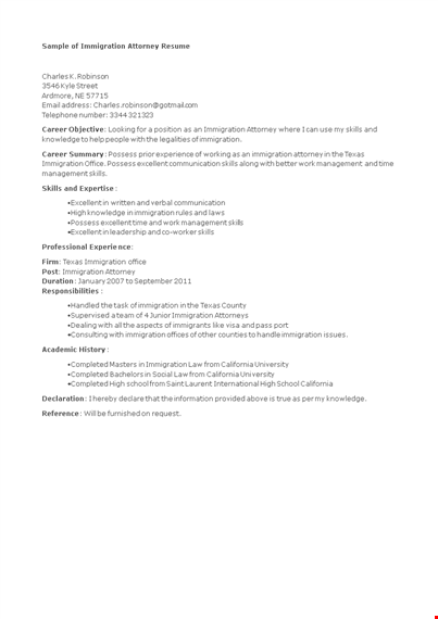immigration attorney resume template template