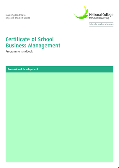 school business management certificate: assessment, modules, learning programme template