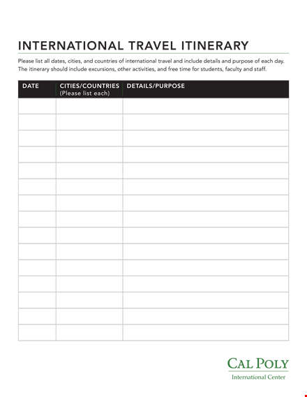 plan your international travel example: itinerary & tips | please+ template