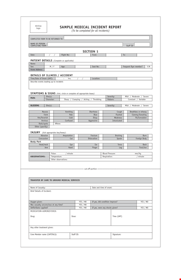 medical assistant incident report template