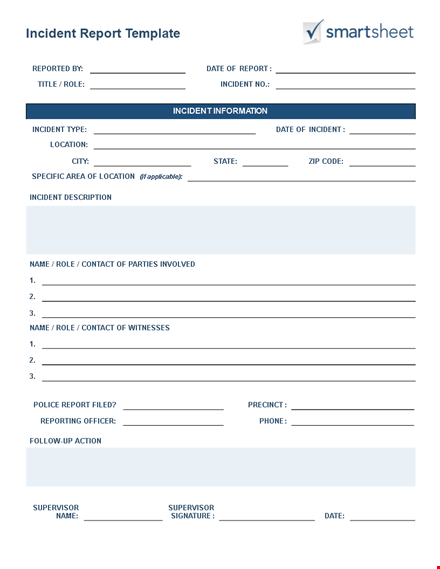 free business incident report template