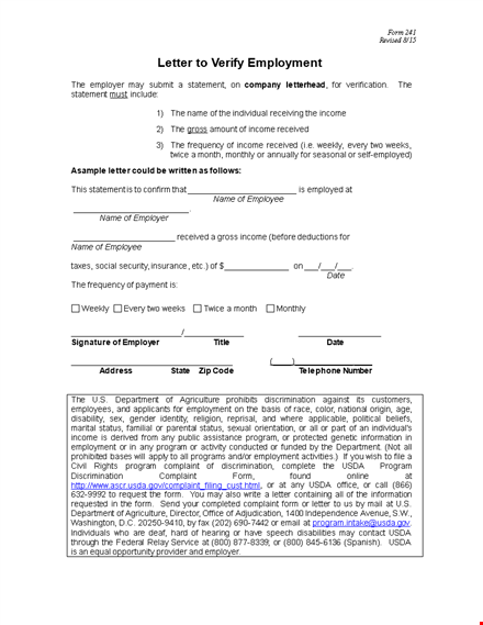 professional letter of employment verification template