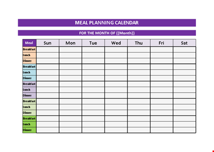 meal planning calendar template