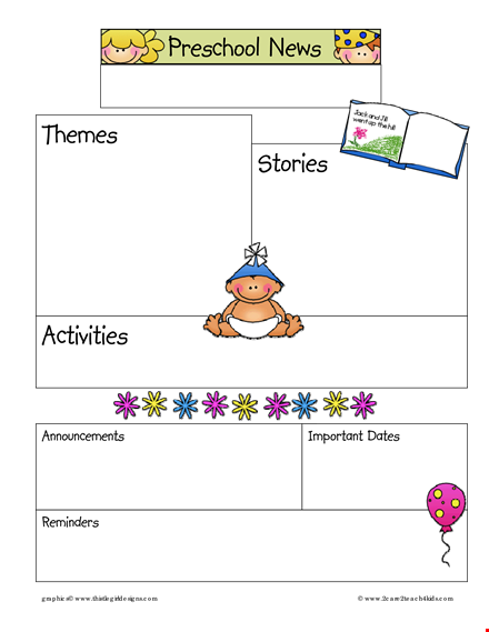 preschool newsletter template - activities, themes, and stories | pdf format template