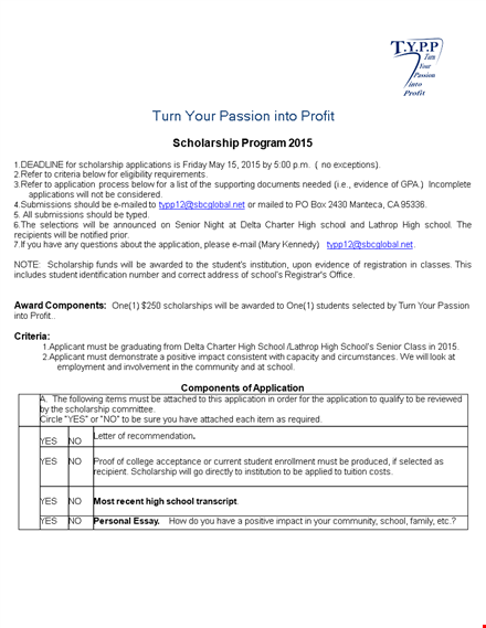 school scholarship application template: simplify the process and pursue your passion template
