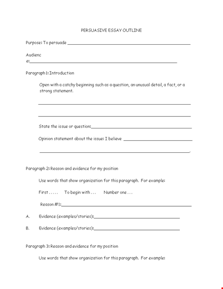 sample persuasive essay outline template